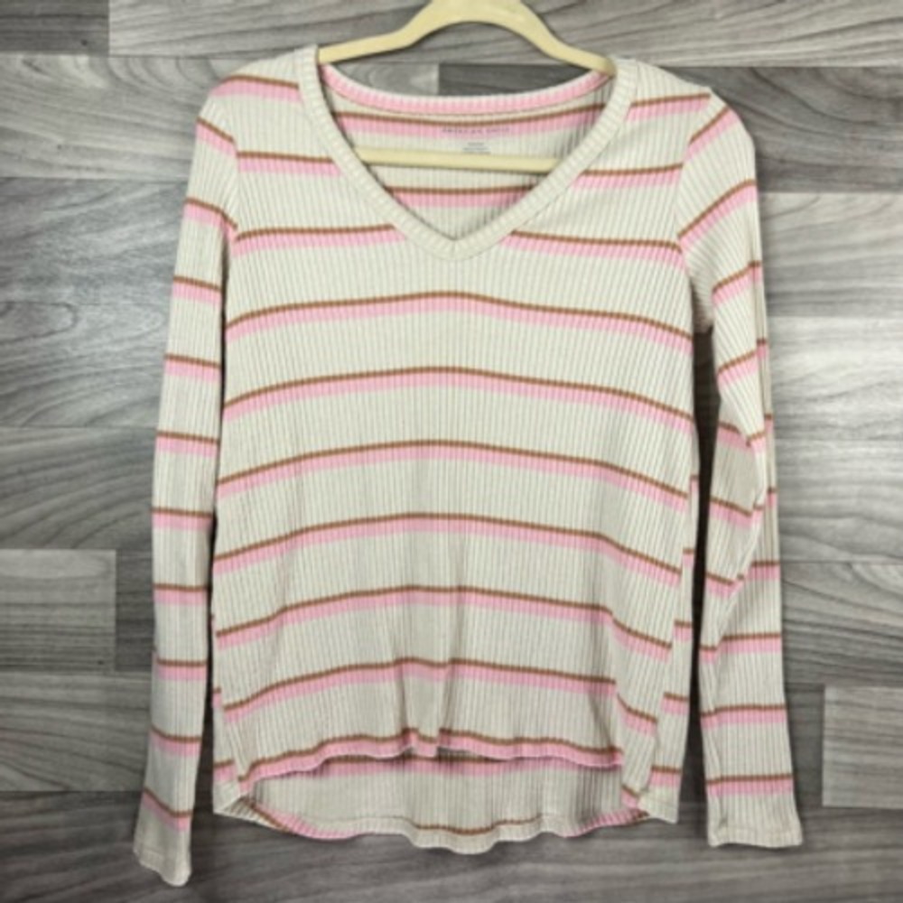 American Eagle Outfitters Casual Shirt Womens S Multicolor Long Sleeve V Neck